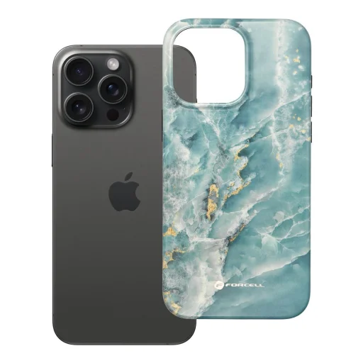 FORCELL F-PROTECT Mirage, puzdro s vojenským testom pádu kompatibilné s MagSafe pre iPhone 15 Pro Max, zelený mramor, - 15