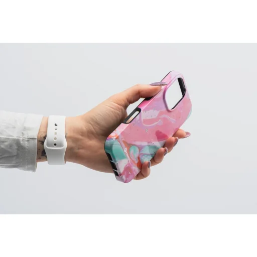 FORCELL F-PROTECT Mirage, katonai ejtésteszttel ellenőrzött tok MagSafe kompatibilitással iPhone 15 Pro Max-hoz, rózsaszín márvány tok - 11