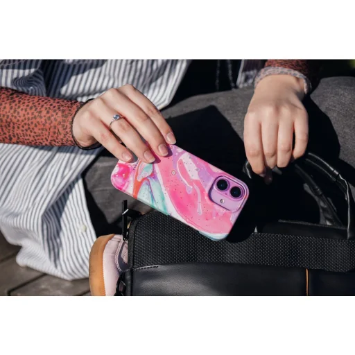 FORCELL F-PROTECT Mirage, puzdro testované vojenským pádovým testom s kompatibilitou MagSafe pre iPhone 15 Pro Max, ružové mramorové puzdro - 14