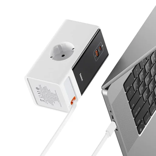  Baseus - Hosszabbító PowerCombo (PSLR000602) - USB, 2xType-C, Schuko, 65W - Fehér - 6