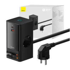  Baseus - PowerCombo hosszabbító (PSLR000301) - USB, 2xType-C, Schuko, 65W - Fekete