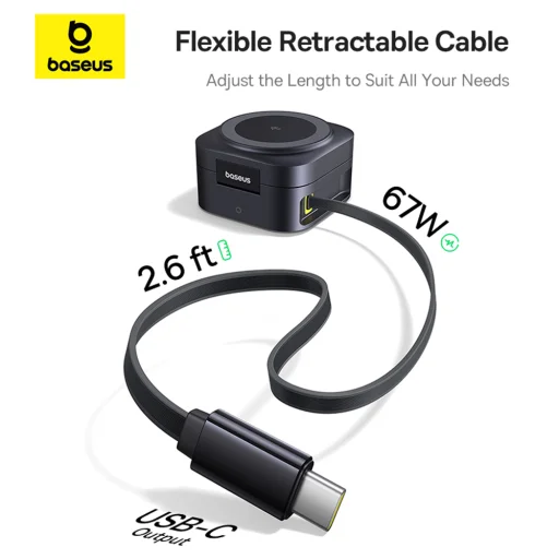  Baseus - Mágneses Vezeték Nélküli Töltő PicoGo (P10276800123-00) - 2 az 1-ben Gyors Töltő, Type-C to Type-C Kábel, 67W - Kozmikus Fekete - 14