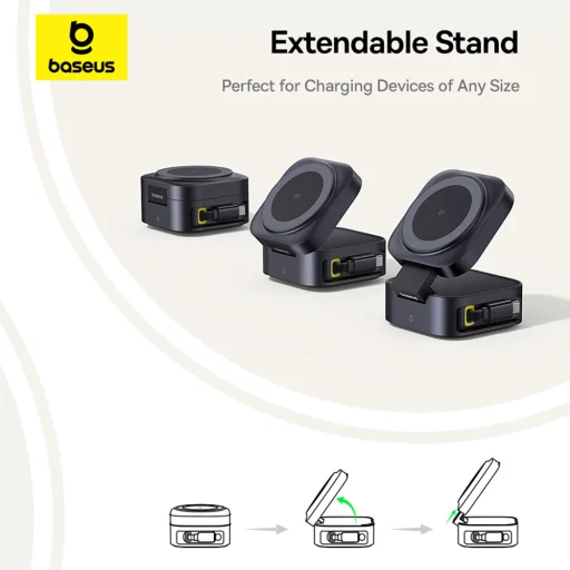  Baseus - Mágneses Vezeték Nélküli Töltő PicoGo (P10276800123-00) - 2 az 1-ben Gyors Töltő, Type-C to Type-C Kábel, 67W - Kozmikus Fekete - 15