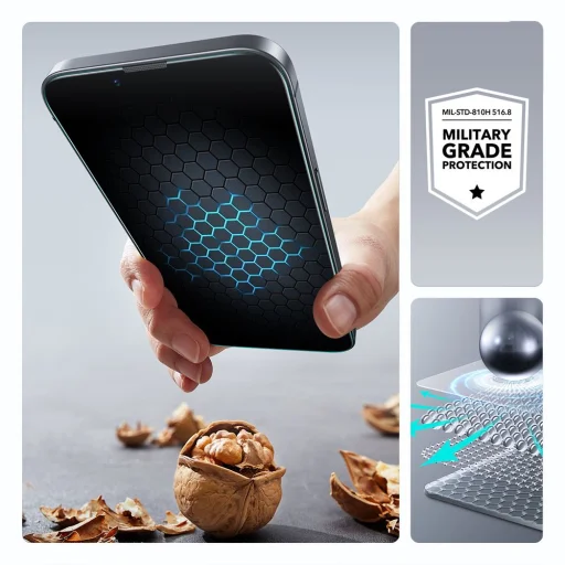  iPhone 13 / 13 Pro / 14 / 16e Átlátszó Edzett Üveg ESR UltraFit 2-pack üvegfólia - 8