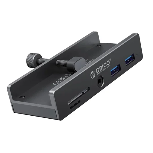 Orico MH5PMM csíptetős hub USB-C / 2x USB-A 3.0, + SD&TF + 3,5 mm audio - fekete - 1