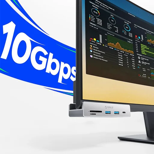 Orico MH5PC Hub bilincses USB-C / 2x USB-A 3.2 + 1x USB-C 3.2 + 1x SD&TF - Ezüst - 3