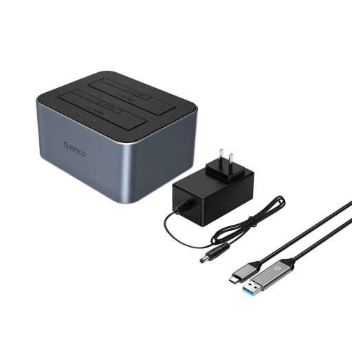 Orico 6626C3-C-V1 2-lemezes dokkolóállomás offline klónozó funkcióval 2.5"/3.5" SATA HDD/SSD - Szürke - 2