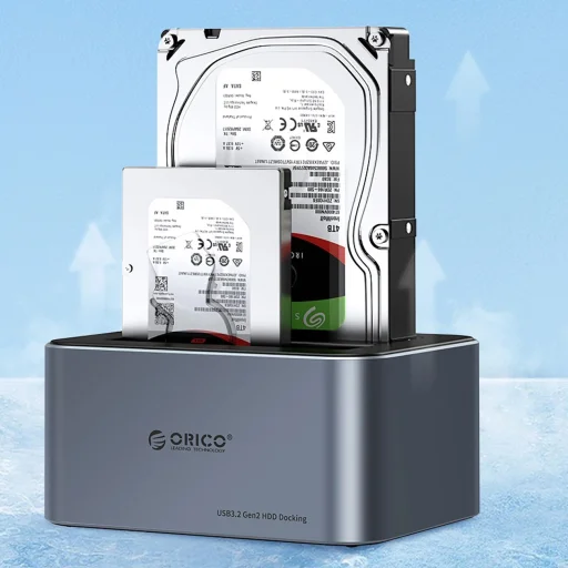 Orico 6656C3-C 5 rekeszes dokkoló állomás offline klónozási funkcióval 2.5"/3.5" SATA HDD/SSD - Szürke - 3