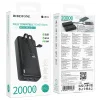 Borofone Power Bank 20000mAh BJ56A Graceful - 2xUSB + Type C - QC 3.0 22,5W PD 20W Type C és Lightning kábelekkel fekete thumbnail