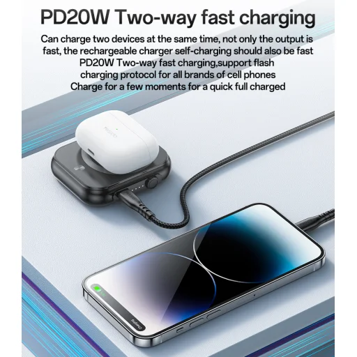 Benks Power bank 5000mAh YP59 3 az 1-ben - Type C - mágneses, indukciós 15W fekete - 8