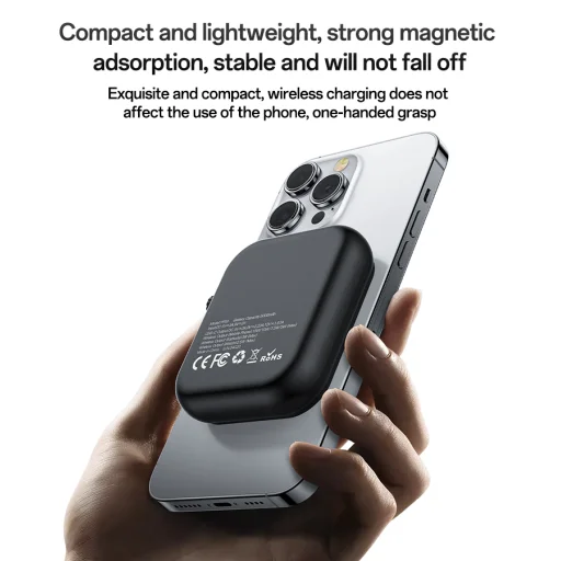 Benks Power bank 5000mAh YP59 3 az 1-ben - Type C - mágneses, indukciós 15W fekete - 10