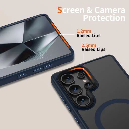 Tech-protect Magmat Magsafe Galaxy S25 Ultra Matte Sötétkék tok - 3