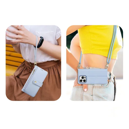  iPhone 15 Pro Kék Dux Ducis Lawa bőr tok - 13