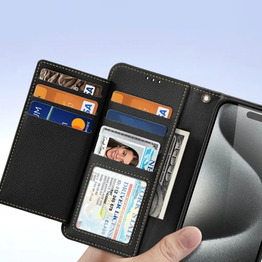  iPhone 15 Pro Max Fekete Dux Ducis Lawa Bőrtok - 4