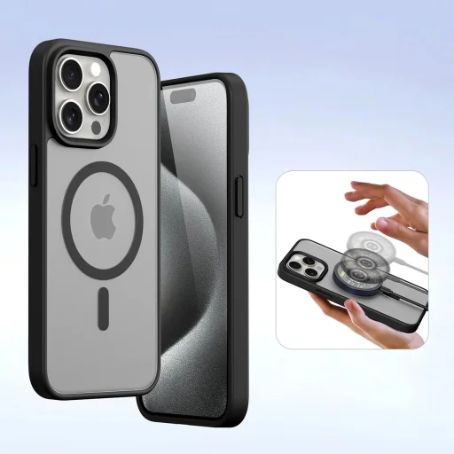  iPhone 15 Pro Max Fekete Dux Ducis Lawa Bőrtok - 5