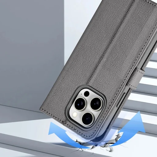  iPhone 15 Pro Max Szürke Dux Ducis Lawa bőrtok - 10