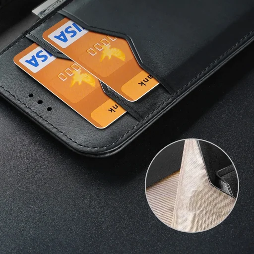  iPhone 16e Fekete Dux Ducis Hivo Fliptok és RFID védelemmel tok - 27