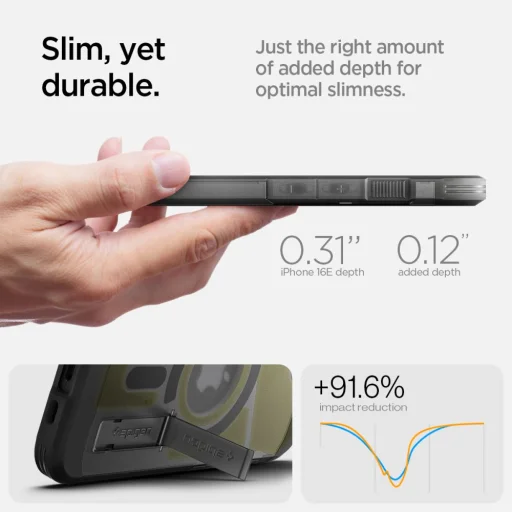  iPhone 16e Fagyos Fekete Spigen Tough Armor Mag Magsafe tok - 17