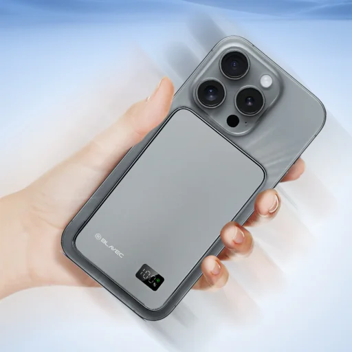 Blavec Power Bank 10000mAh BJ01 Slim 15mm - Typ C - 22,5W mágneses Magsafe 3 az 1-ben (PBBJ01-MC10G) szürke - 3