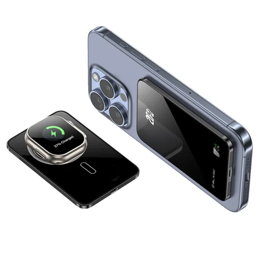 Blavec Power Bank 5000mAh BJ02 Slim 15mm - Typ C - 22,5W mágneses Magsafe 3 az 1-ben (PBBJ02-MC5B) fekete - 5