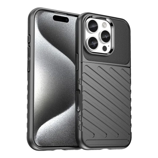 Thunder Case tok iPhone 16e szilikon páncél tok - fekete - 1