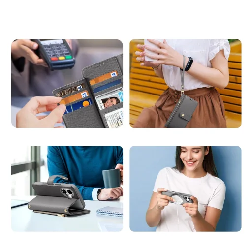  iPhone 16 Szürke Dux Ducis Lawa bőrtok - 4