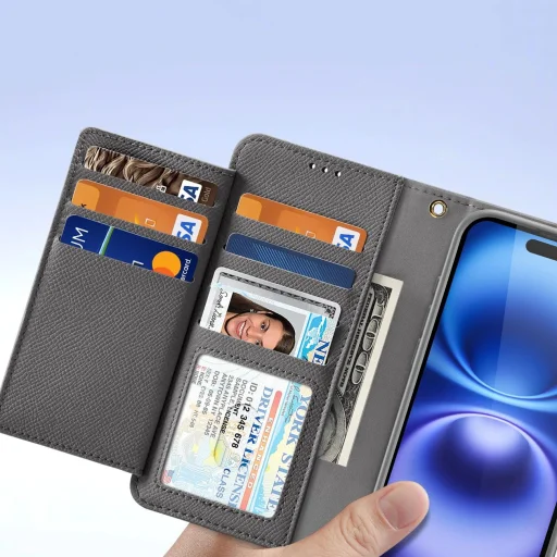  iPhone 16 Szürke Dux Ducis Lawa bőrtok - 7