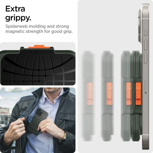 Spigen Lock Fit Magsafe Univerzális Mágneses Kártyatartó Katonai Zöld - 19