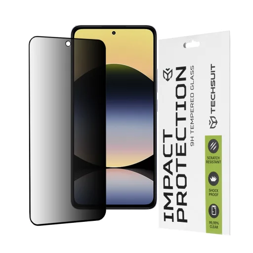  Techsuit - 111D Privacy Teljes Ragasztás - Xiaomi Redmi Note 14 4G (164,84 x 78,15 x 8,16mm) - Fekete üvegfólia - 1