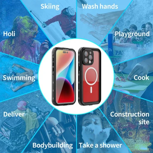 SHELLBOX DOT vízálló tok MagSafe-kompatibilis iPhone 15 Pro Max fekete tok - 4