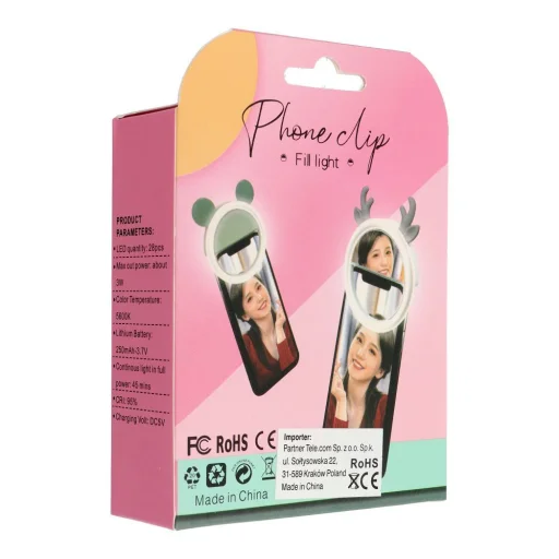 LED körfény selfie készítéshez mobiltelefonra RK12 zöld medve - 5