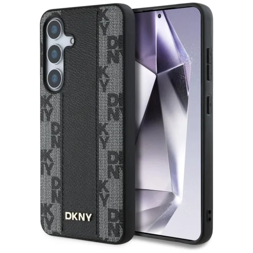  Samsung Galaxy S25 fekete DKNY bőr kockás minta MagSafe tok - 1