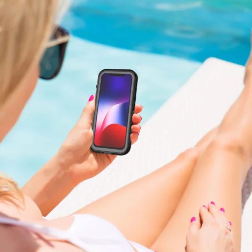  iPhone 13 Fekete SHELLBOX DOT vízhatlan tok - 3