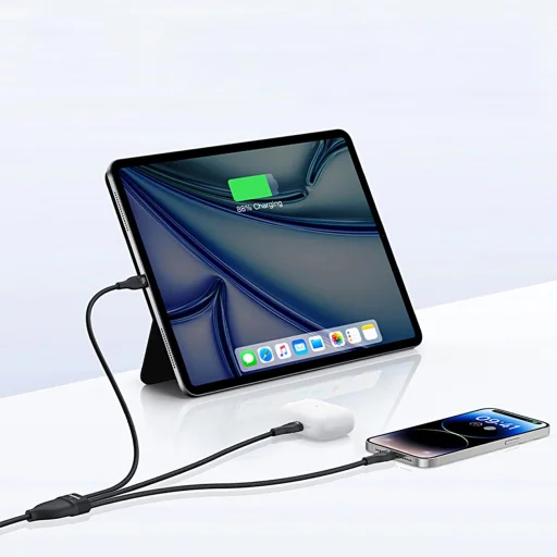 Baseus Flash Series 3 3in1 kábel 100W USB-C - USB-C+USB-C+ Lightning 1.5m + 3 x 0.25 m - fekete - 13