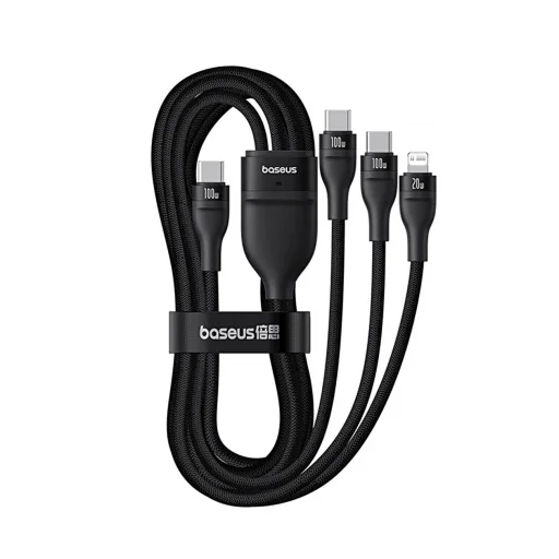 Baseus Flash Series 3 3in1 kábel 100W USB-C - USB-C+USB-C+ Lightning 1.5m + 3 x 0.25 m - fekete - 4