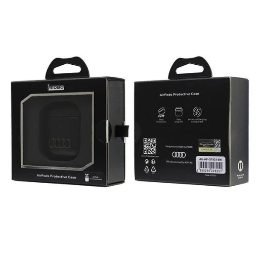  AirPods 1/2 Fekete Audi Bőr Nagy Logós Tok - 6