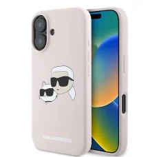  iPhone 16 Plus Karl Lagerfeld Heads Print MagSafe tok - Rózsaszín