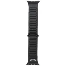 Audi Logo valódi bőr mágneses gyűrű szíj Apple Watch 44 / 45 / 46 / 49 mm - Fekete