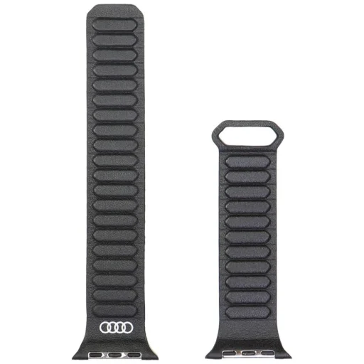 Audi Logo valódi bőr mágneses gyűrű szíj Apple Watch 44 / 45 / 46 / 49 mm - Fekete - 3