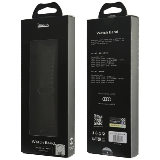 Audi Logo valódi bőr mágneses gyűrű szíj Apple Watch 44 / 45 / 46 / 49 mm - Fekete - 4