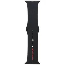 Audi Sport Piros Logós Szilikon Óraszíj Apple Watch 44/45/46/49 mm - fekete