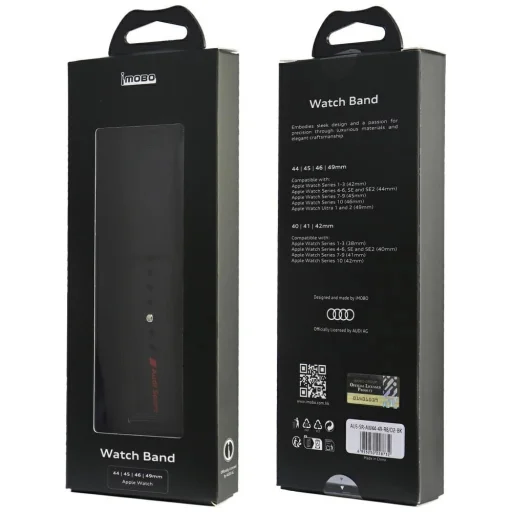 Audi Sport Piros Logós Szilikon Óraszíj Apple Watch 44/45/46/49 mm - fekete - 4