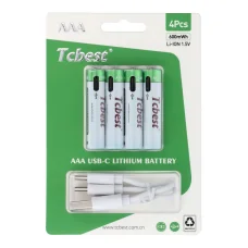 TCBEST tölthető elem R3 (AAA) 180 mAh Type C aljzattal + USB A - 4 x Type C kábel 4 db,