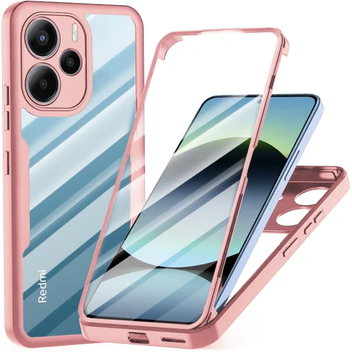  Techsuit - ColorVerse 360 Sorozat + Képernyővédő - Xiaomi Redmi Note 14 4G (164,84 x 78,15 x 8,16mm) - Rózsaszín tok - 1