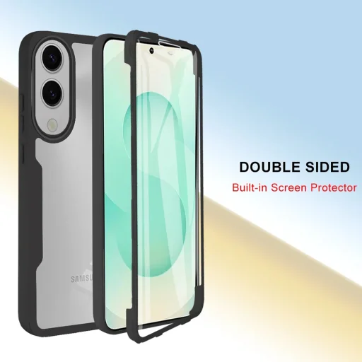 Techsuit - ColorVerse 360 sorozat + képernyővédő - Samsung Galaxy S25 Edge - Rózsaszín tok - 2