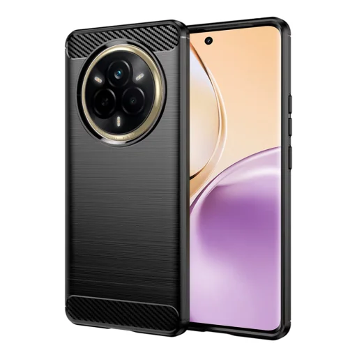  Techsuit - Karbon Szilikon - Realme 14 Pro - Fekete tok - 1