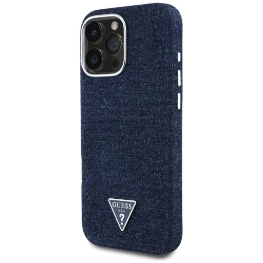  iPhone 16 Pro Kék Guess HC MagSafe FW Denim Triangle Logó tok - 2