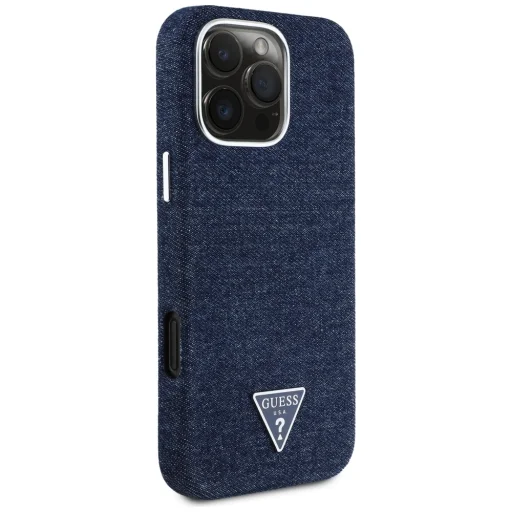  iPhone 16 Pro Kék Guess HC MagSafe FW Denim Triangle Logó tok - 4