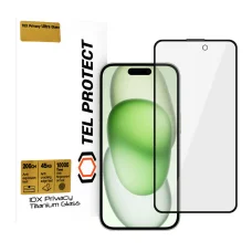Edzett üveg Tel Protect 10X Privacy Titán az Iphone 15-höz (boríték), üvegfólia
