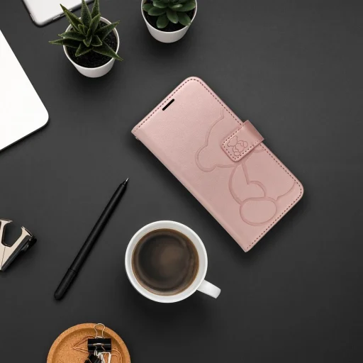 MEZZO fliptok iPhone 16e (SE 4 2025) mackó rózsaarany tok - 2